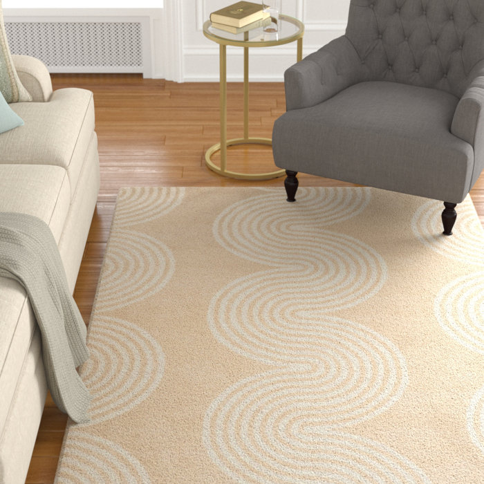 Oliver Sanyiah Geometric Handmade Tufted Wool Beige/Ivory Area